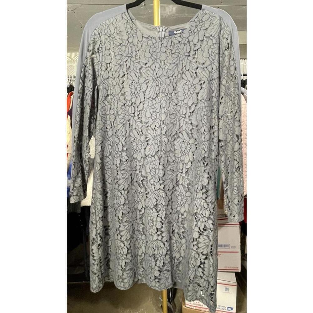 Madewell Shift Dress 8 Gray Lace Long Sleeve Feminine
